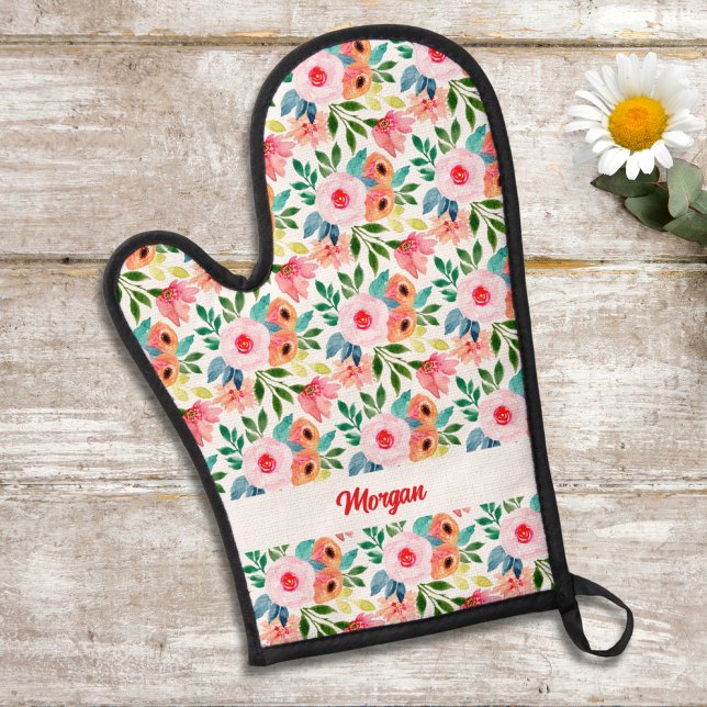 Jolie aquarelle motif floral, nom du texte personn (Créateur téléchargé)
