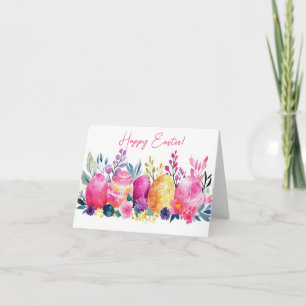 Jolie aquarelle OEufs de Pâques Carte de vacances