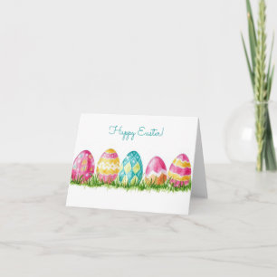 Jolie aquarelle OEufs de Pâques Carte de vacances