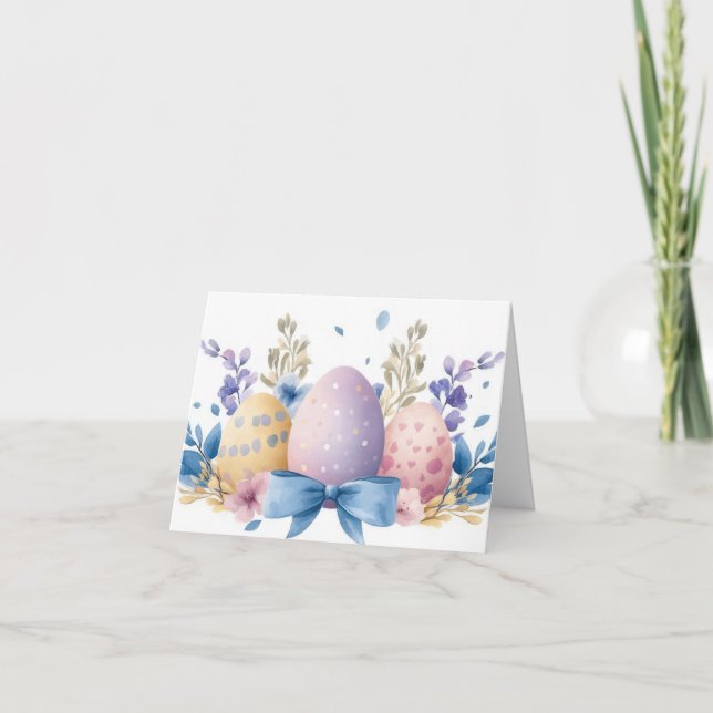 Jolie aquarelle OEufs de Pâques Carte de vacances (Devant)