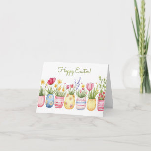 Jolie aquarelle OEufs de Pâques Carte de vacances