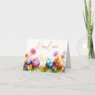 Jolie aquarelle OEufs de Pâques Carte de vacances