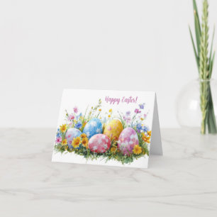 Jolie aquarelle OEufs de Pâques Carte de vacances