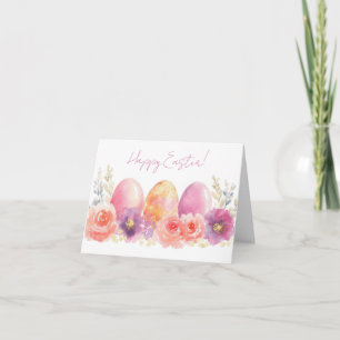 Jolie aquarelle OEufs de Pâques Carte de vacances