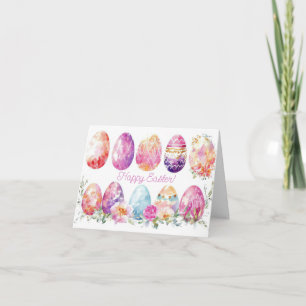 Jolie aquarelle OEufs de Pâques Carte de vacances