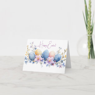 Jolie aquarelle OEufs de Pâques Carte de vacances