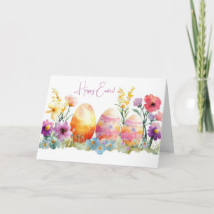Jolie aquarelle OEufs de Pâques Carte de vacances