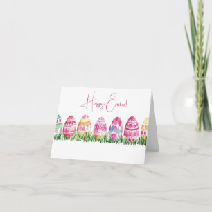 Jolie aquarelle OEufs de Pâques Carte de vacances