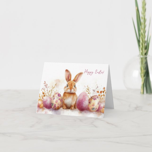 Jolie aquarelle OEufs de Pâques Carte de vacances (Devant)