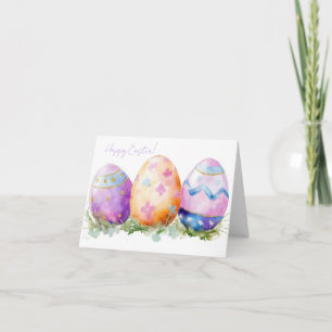 Jolie aquarelle OEufs de Pâques Carte de vacances