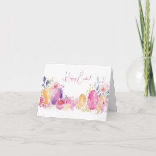 Jolie aquarelle OEufs de Pâques Carte de vacances