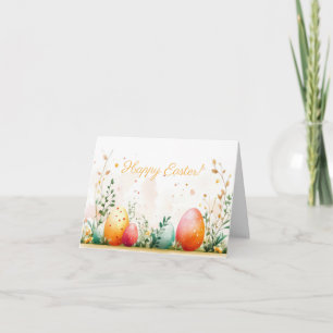 Jolie aquarelle OEufs de Pâques Carte de vacances