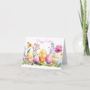 Jolie aquarelle OEufs de Pâques Carte de vacances