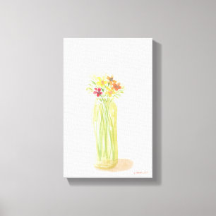 Jolie Aquarelle Originale Fleurs Sur Toile