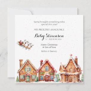 Jolie aquarelle père Noël grossesse faire-part