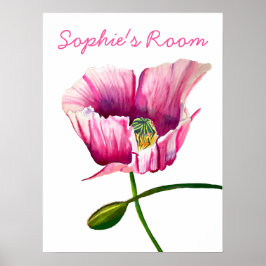 Jolie aquarelle rose coquelicot poster de chambre 