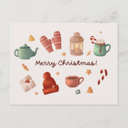 Jolie aquarelle sucre de canne hiver Carte de Noël