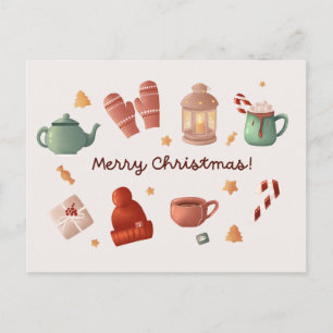 Jolie aquarelle sucre de canne hiver Carte de Noël