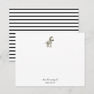 Jolie aquarelle Zebra Baby Carte de remerciements