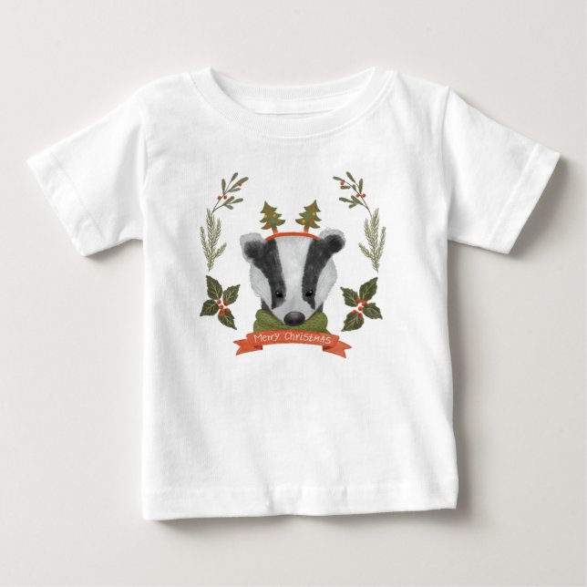 Jolie Badger Portrait Baby T-shirt (Devant)