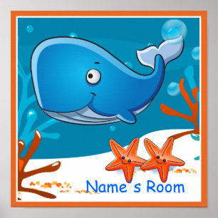 Jolie baleine aquatique Custom Kids Room Poster