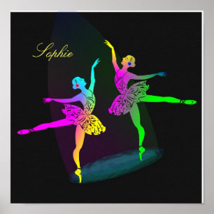 Jolie Ballerina Rainbow Personnalisé Poster Imprim