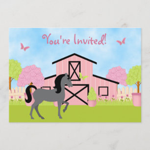 Jolie Barn Horse Invitations de fête d'anniversair