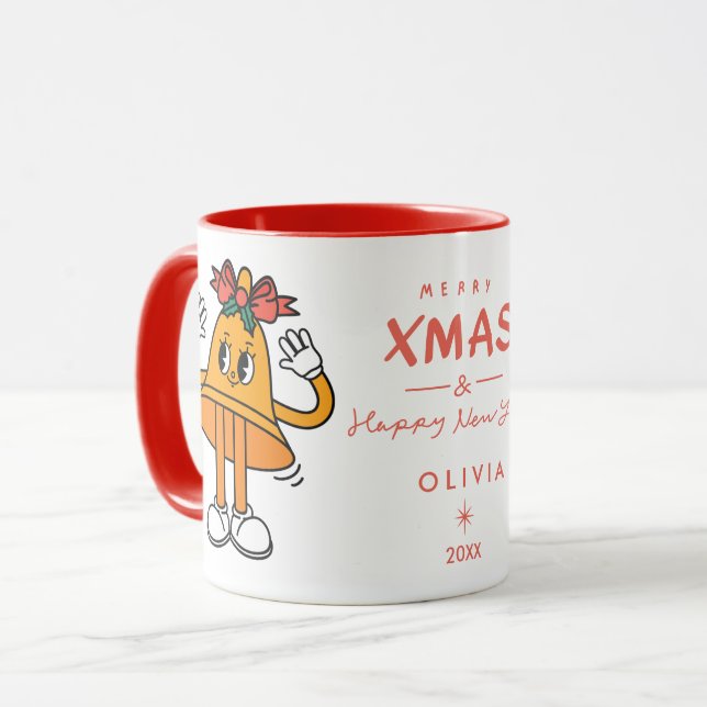 Jolie Bell Mug de Noël | Vacances personnalisées (Devant gauche)