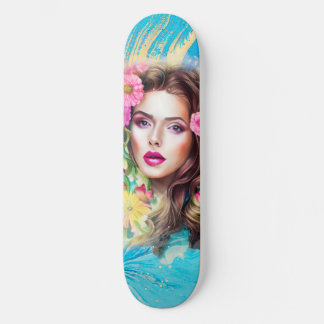 Jolie belle femme Skin Art sur Skateboard
