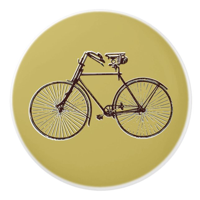 Jolie bicyclette à bouton tiroir tirer brun or (Devant)