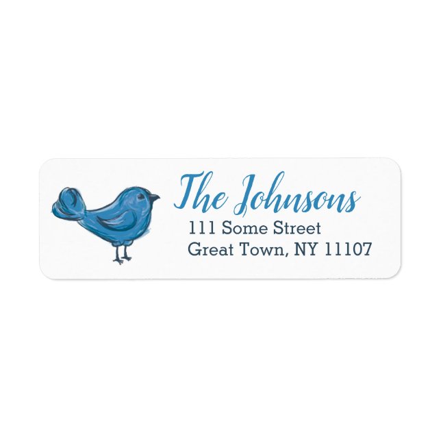 Jolie Bleu Oiseau Retourner l'adresse Étiquettes (Devant)