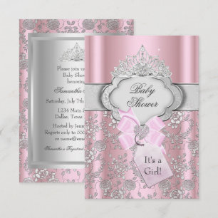 Jolie Bow Tiara Princess Baby shower Invitation