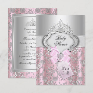 Jolie Bow & Tiara Princess Baby shower Invitation