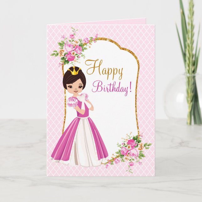 Jolie Brunette Princess Carte de voeux Anniversair (Devant)