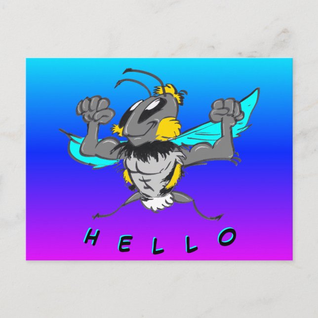 Jolie Bumble Bee Cust. Carte postale texto 'Hello' (Devant)