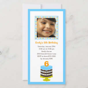 Jolie Cake Photo Anniversaire Fête Invitation - Bl