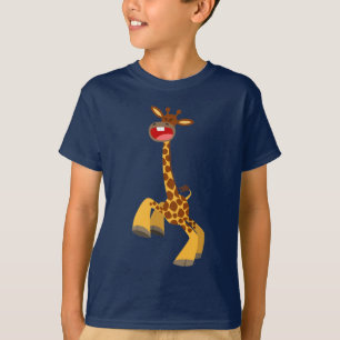 Jolie Caricature Dansant Giraffe T-Shirts Garçons