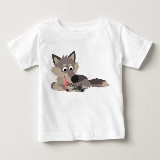Jolie caricature papa Wolf et chips Baby T-shirt (Devant)