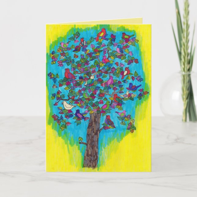 Jolie carte d'anniversaire d'arbre (Devant)