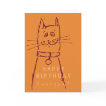 Jolie carte d'anniversaire de chat orange