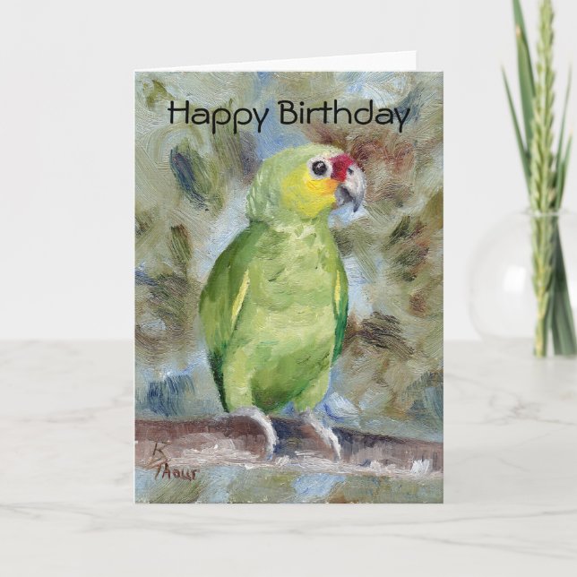 Jolie carte d'anniversaire de perroquet (Devant)