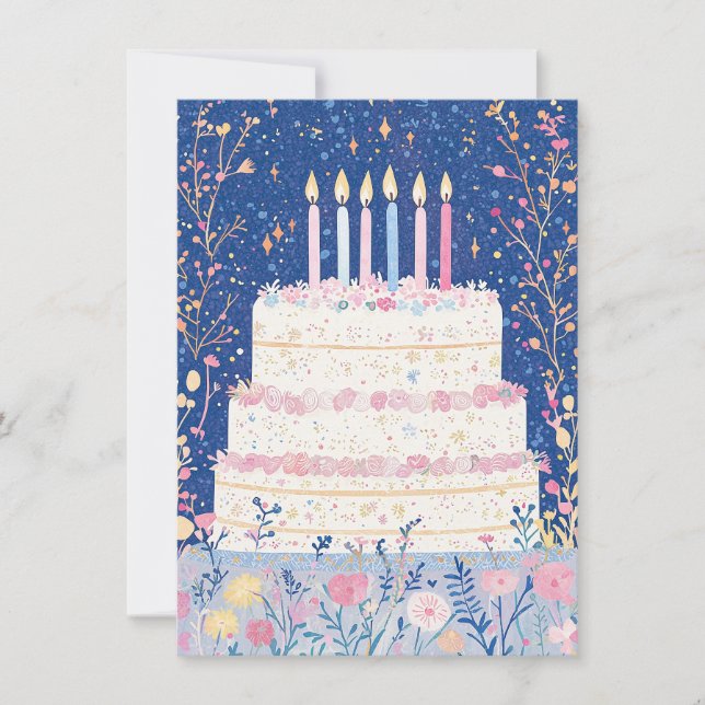 Jolie carte d'anniversaire florale (Devant)