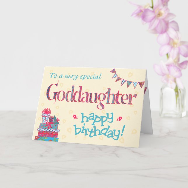Jolie carte d'anniversaire Godgirl, Bunting, Cadea (Orchidée)