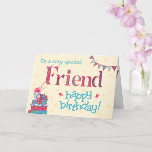 Jolie carte d'anniversaire pour ami, Bunting, Cade