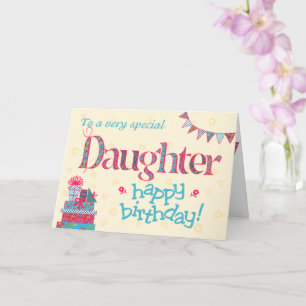 Jolie carte d'anniversaire pour fille, Bunting, Ca