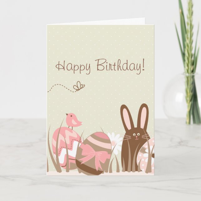 Jolie carte d'anniversaire pour le lapin mignon et (Devant)
