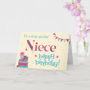 Jolie carte d'anniversaire pour nièce, banderole,