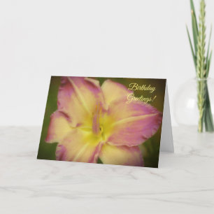 Jolie carte d'anniversaire rose et jaune Lily