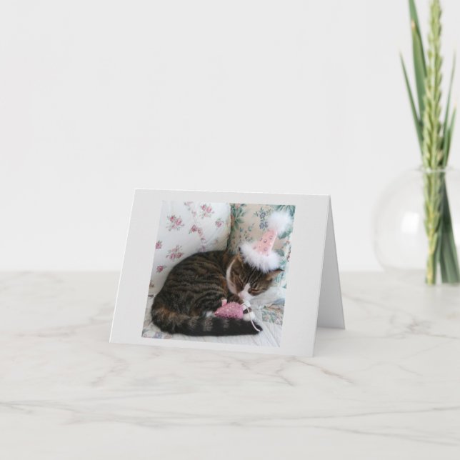 Jolie carte d'anniversaire rose Kitty (Devant)