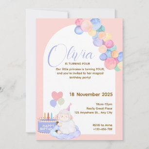 Jolie carte d'anniversaire rose princesse pour béb